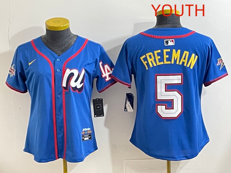 Youth 2025 Los Angeles Dodgers 5 Freeman Blue Nike 2025 MLB All Star Jersey style 027